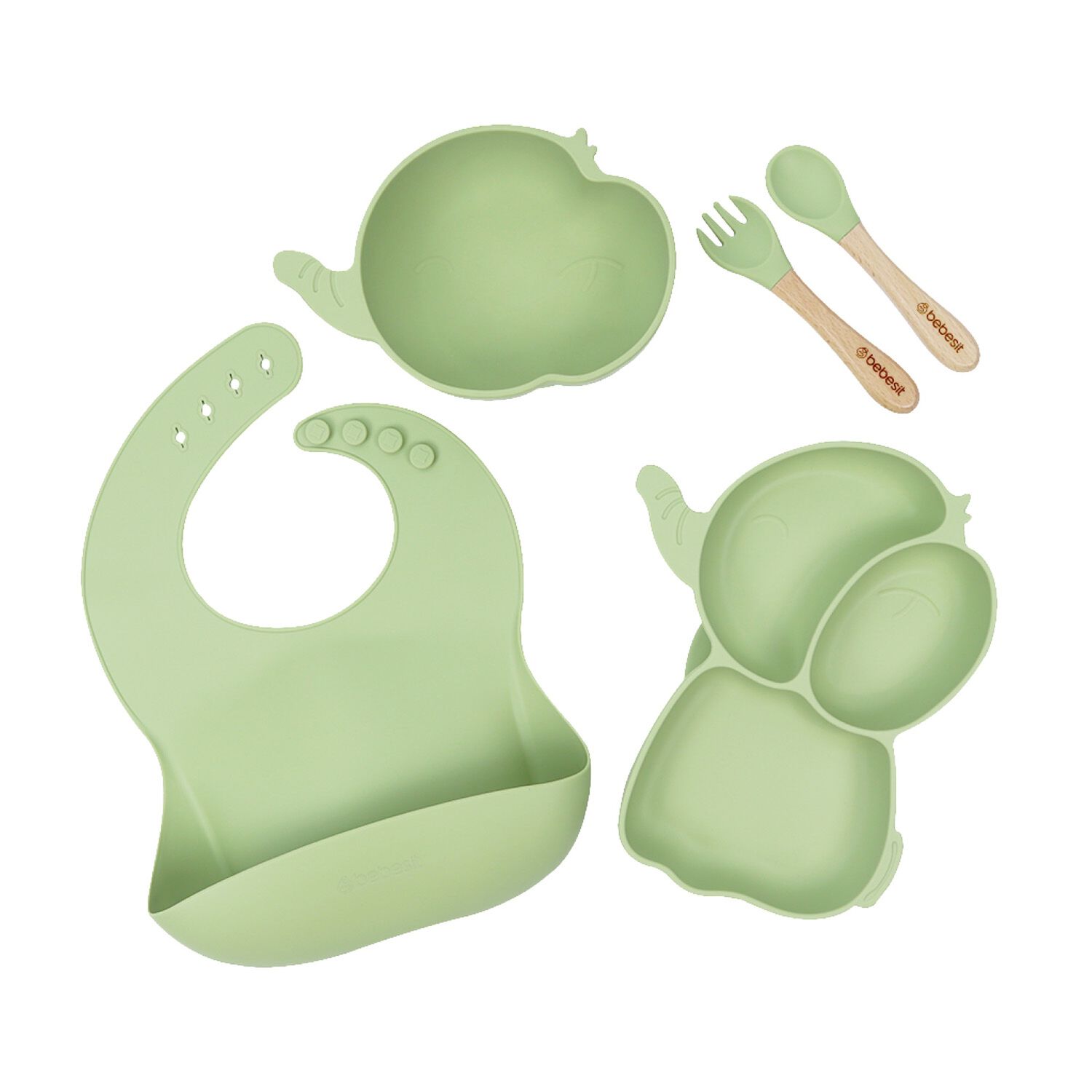 Set Alimentacion Elefante Silicona Verde image number 0.0