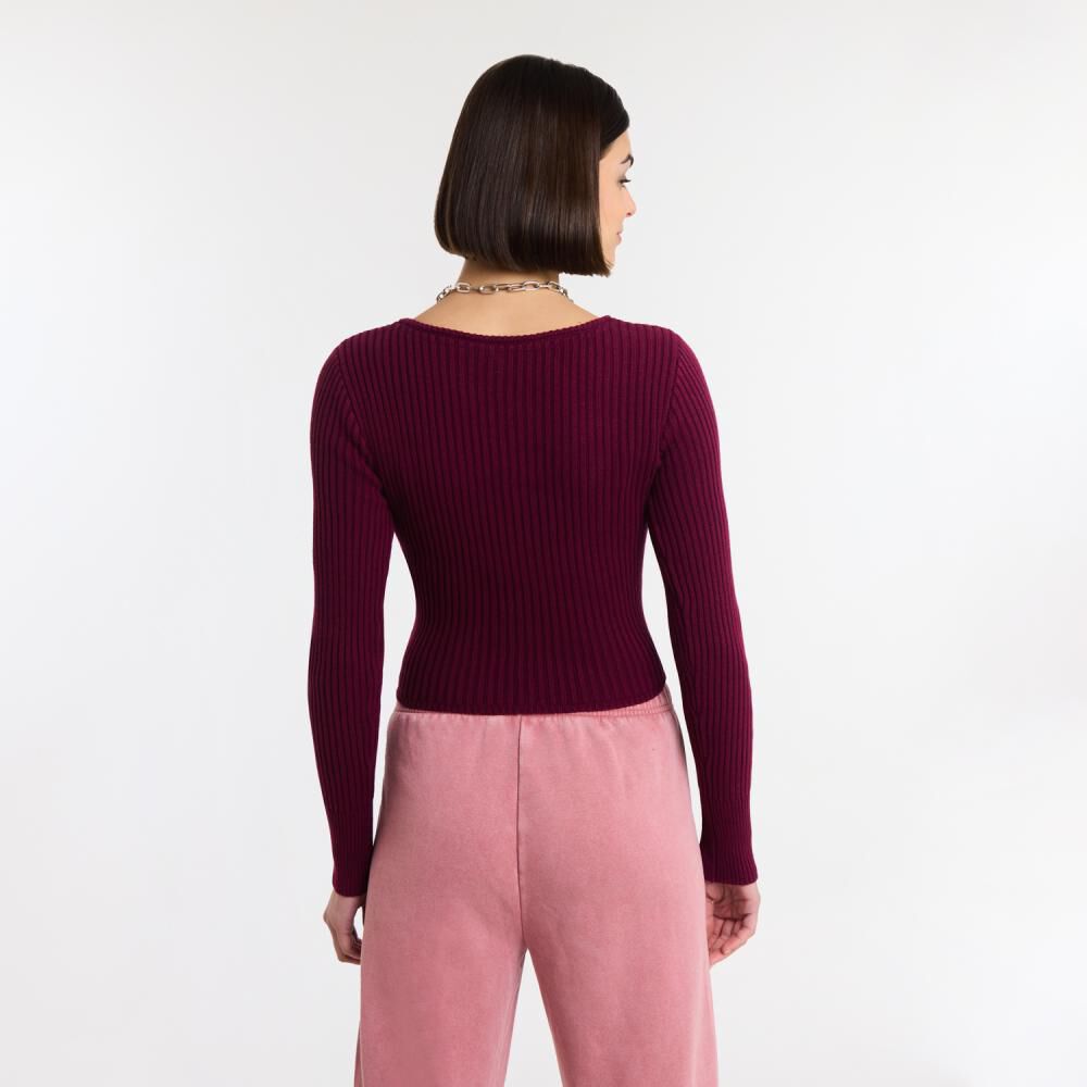 Sweater Cropc Canales Manga Larga Cuello Redondo Mujer Rolly Go image number 3.0