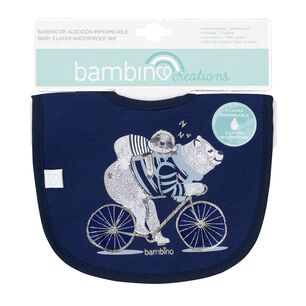 Babero De Algod&oacute;n Impermeable Azul Oso Bici Ni&ntilde;o