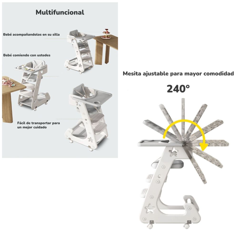 Silla De Comer Multifuncional Growth Gris Lubabycas image number 5.0