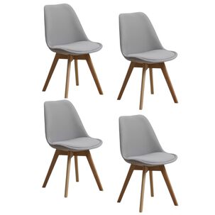 Set 4 Sillas De Comedor De Tela Madera Gris Fabric Lubabycas