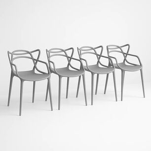 Pack De 4 Sillas De Terraza O Comedor Master - Gris