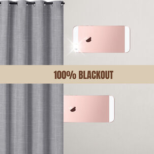 Cortina Engomada Termica 100% Blackout De Tipo Lino