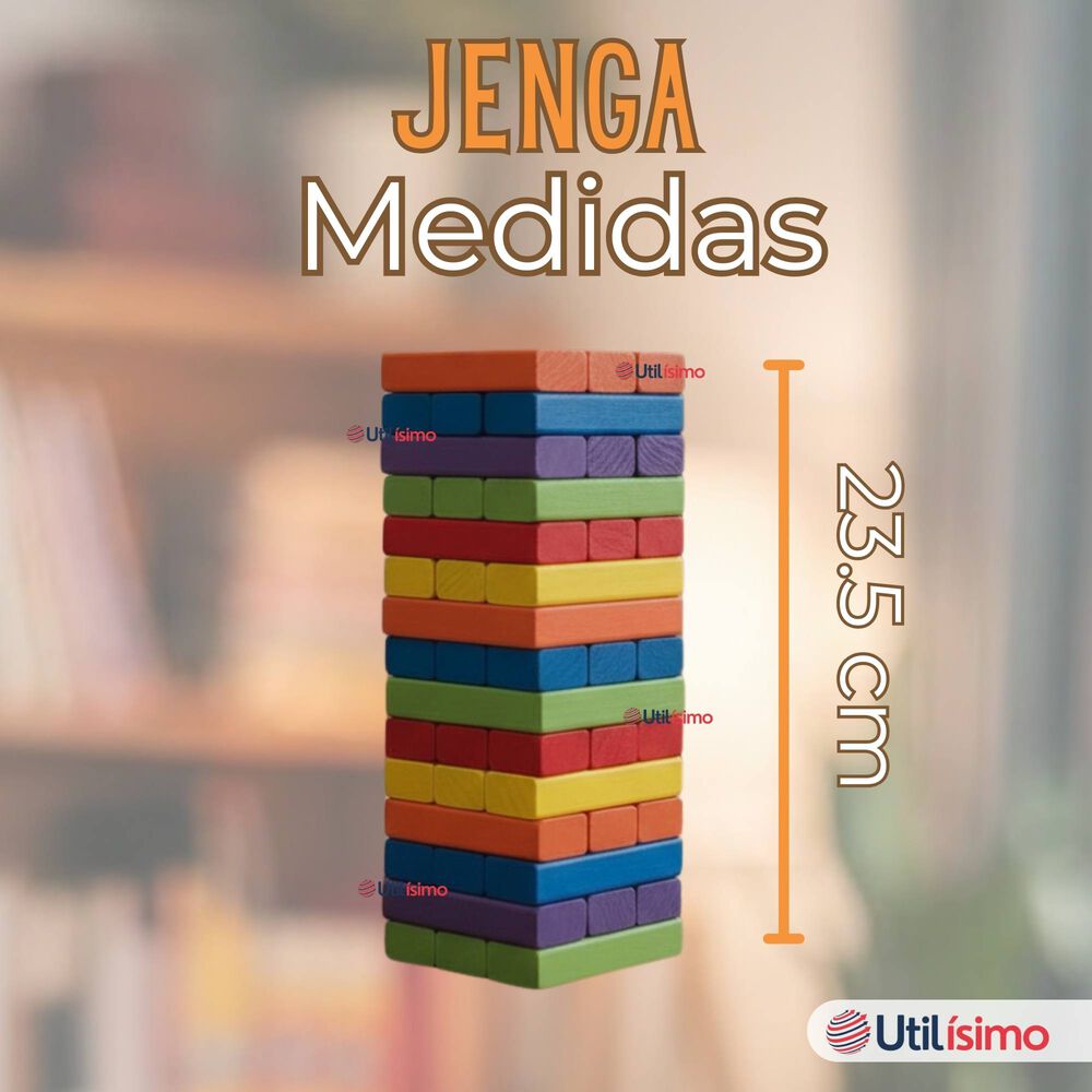 Jenga Juego De Mesa 48 Piezas Multicolor Madera Original image number 5.0