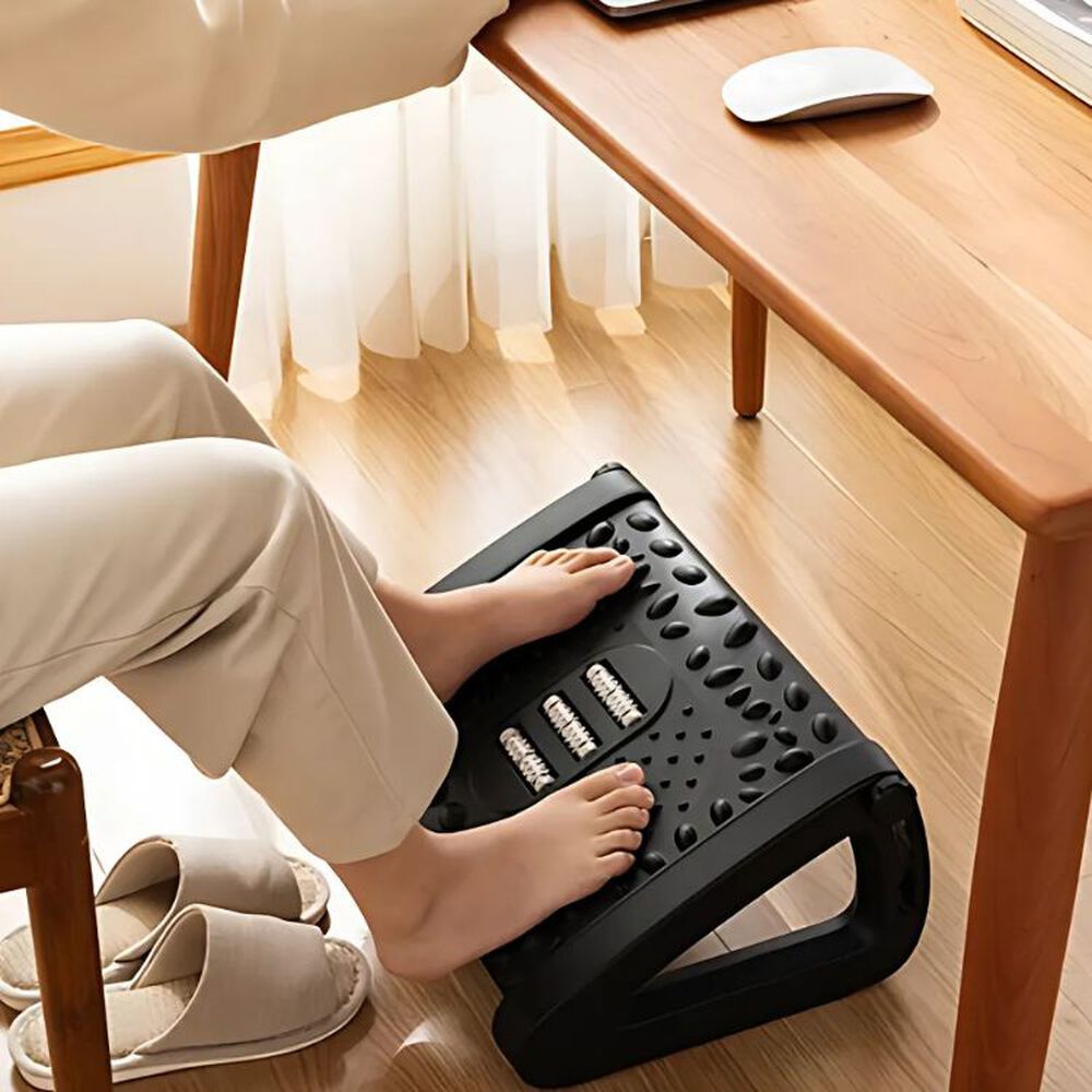 Reposapiés Rodillos De Masaje Pedal Ajustable Ergonomico - Negro image number 4.0