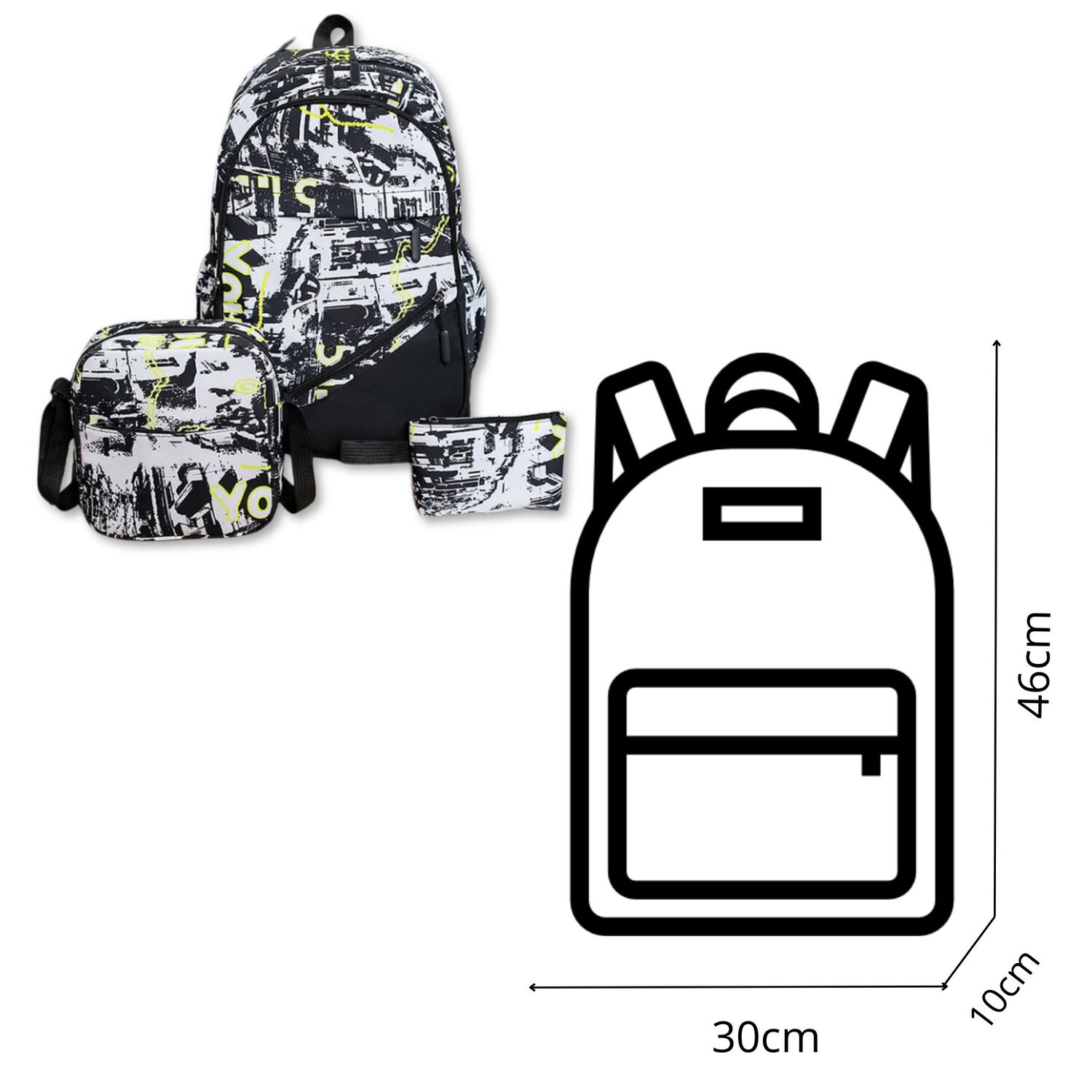 Pack Mochila Lonchera Estuche Grande 46cm Juvenil Y Escolar White image number 1.0