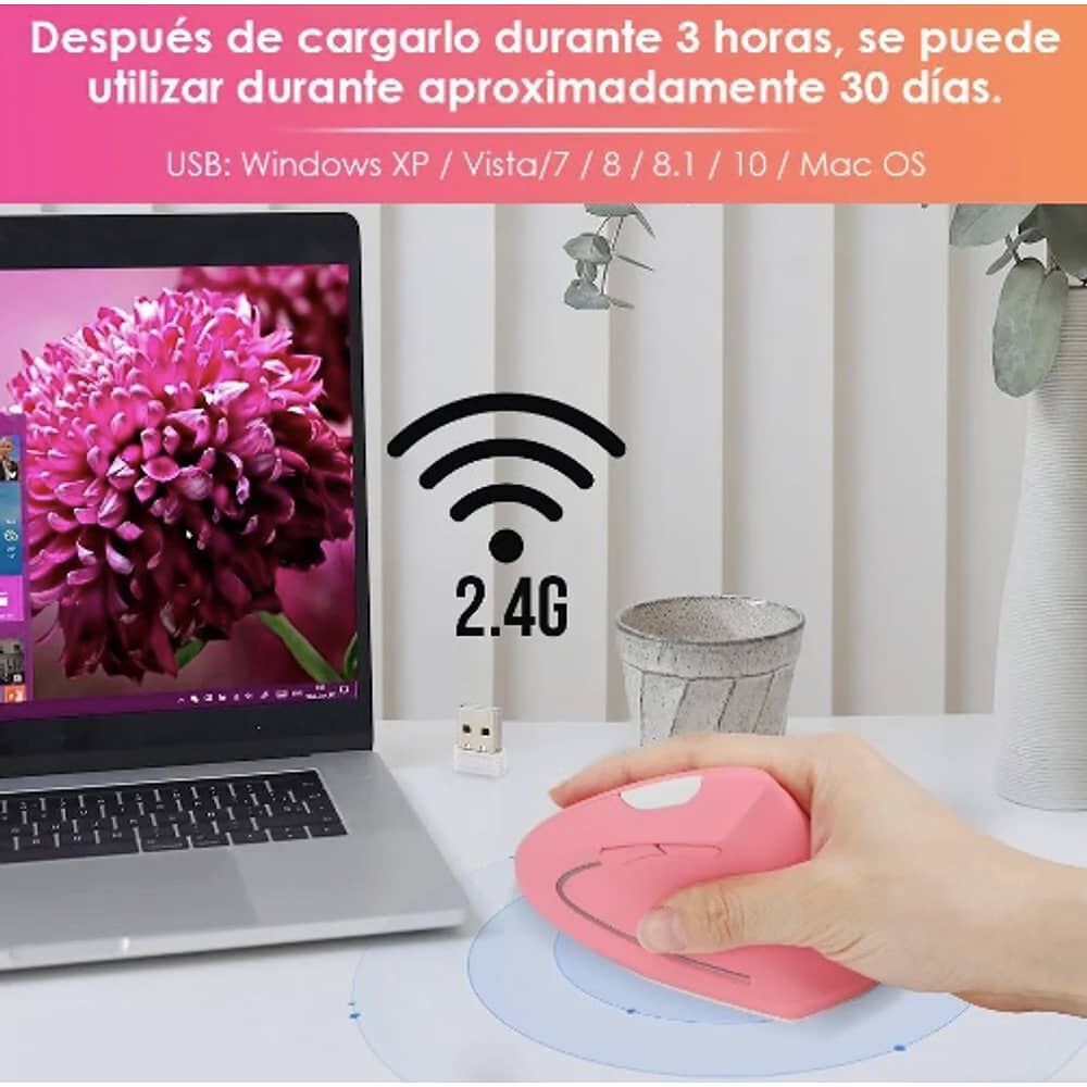 Mouse Vertical Inal&aacute;mbrico Ergon&oacute;mico Carga Usb image number 4.0