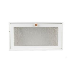 Panera Metal Blanca Tapa Abatible Vidrio Texturado Cocina Moderna