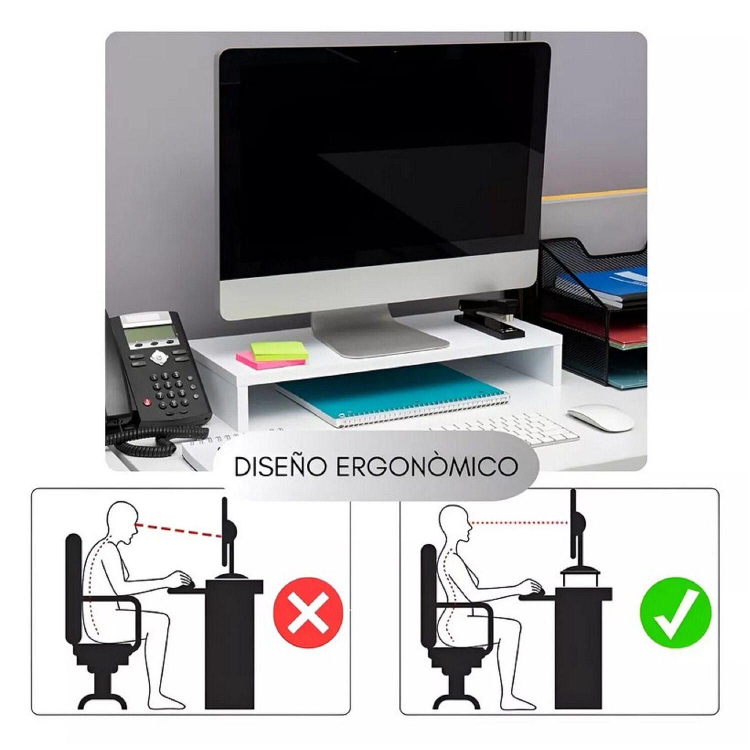 Elevador De Monitor Armable De Madera Para Escritorio image number 3.0