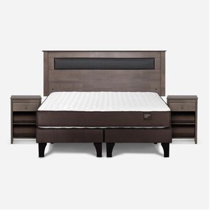 Cama Europea Rosen Ergo T New / 2 Plazas / Base Dividida  + Set Maderas Ferrara Gris