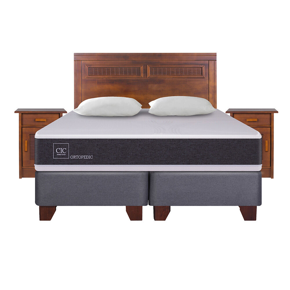Box Spring Cic Ortopedic / King / Base Dividida + Set De Maderas + Almohada image number 1.0