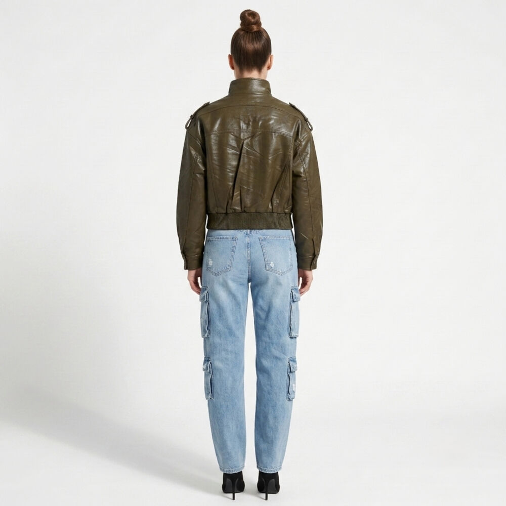 Chaqueta Ecocuero Bomber Mujer Kendall image number 2.0