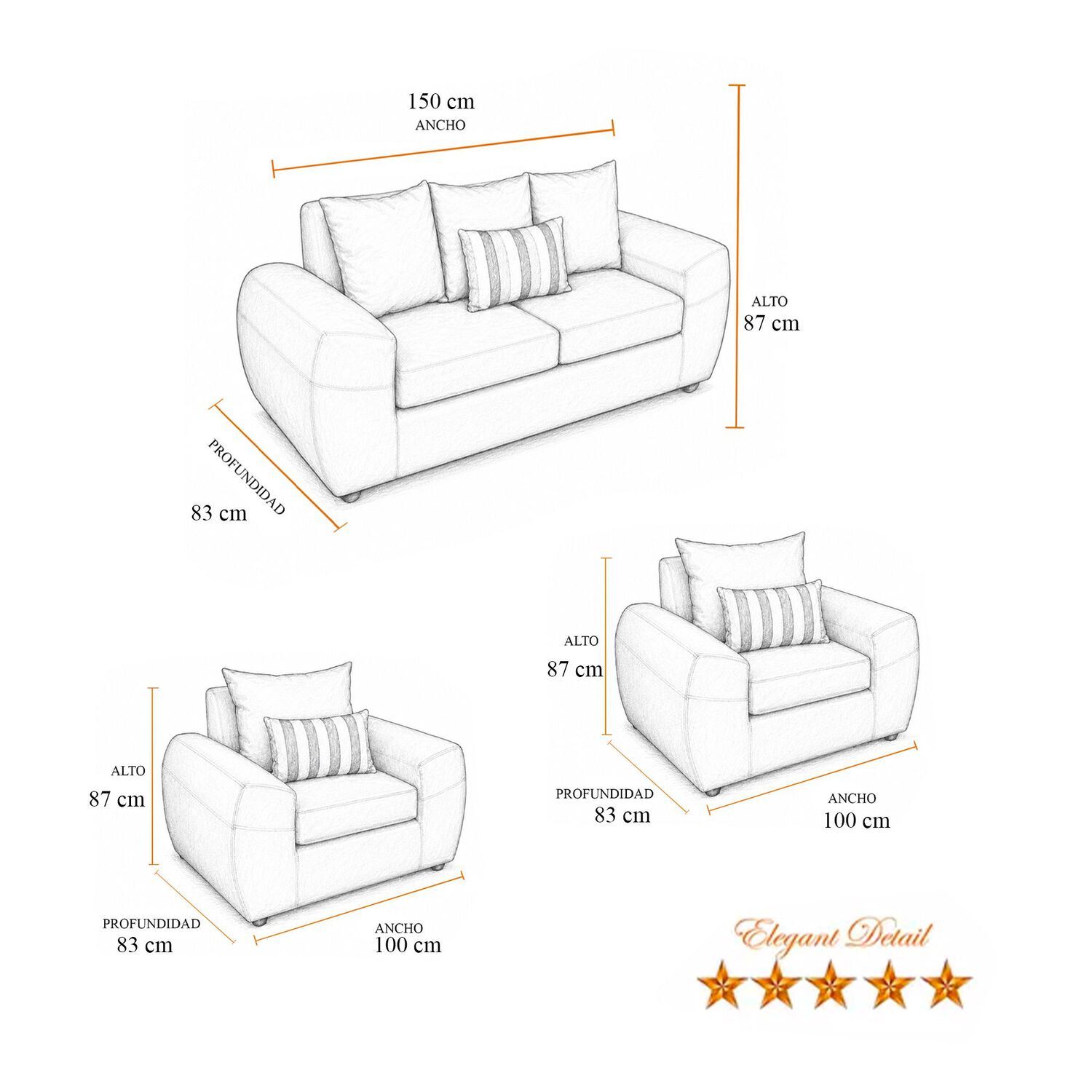Juego De Living Elegant Detail Houston Pu / 4 Cuerpos image number 6.0