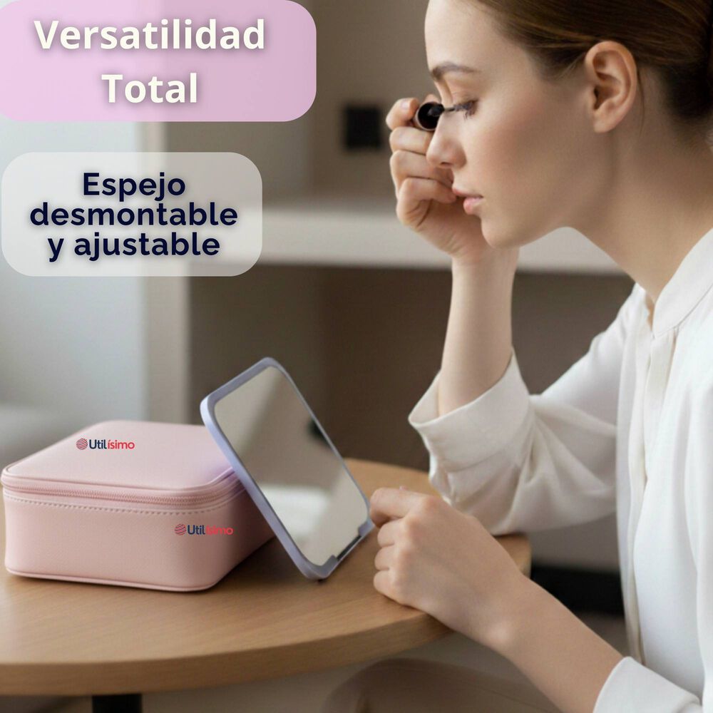 Malet&iacute;n De Maquillaje Con Luz Led Y Espejo Estuche De Maquillaje Organizador image number 8.0