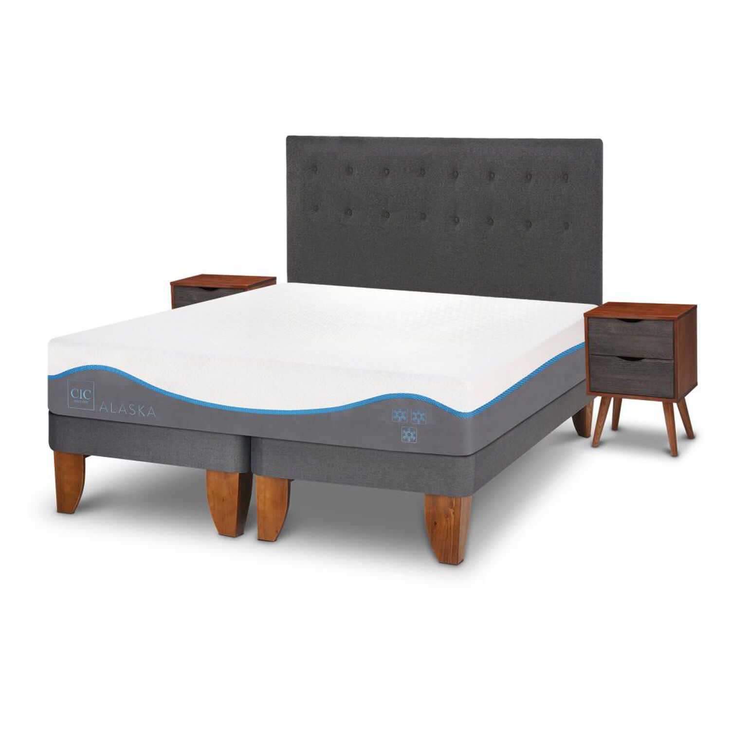 Cama Europea Cic Alaska / King / Base Dividida + Set De Maderas image number 1.0