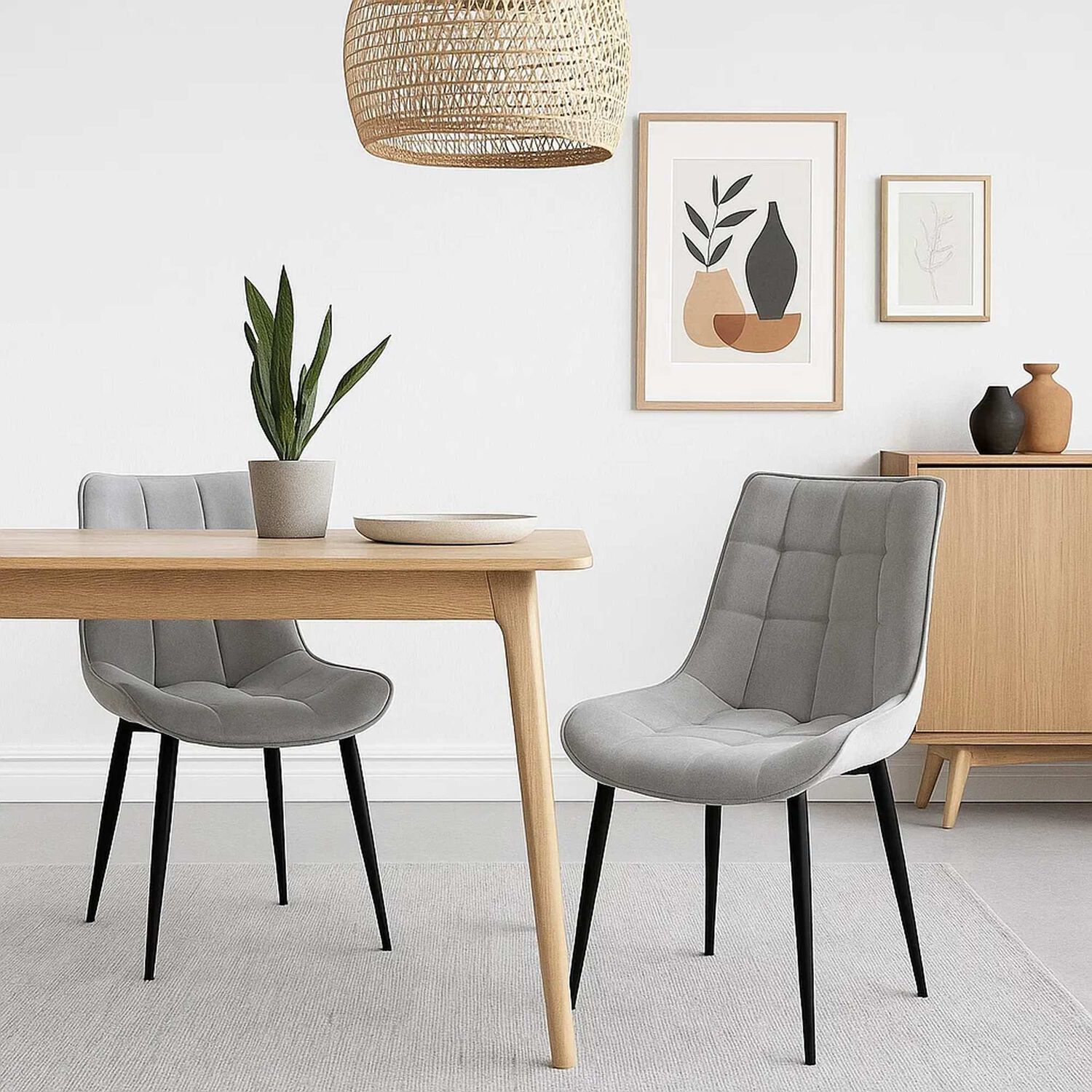 Silla De Comedor Macron Acolchada Terciopelo - Gris image number 5.0