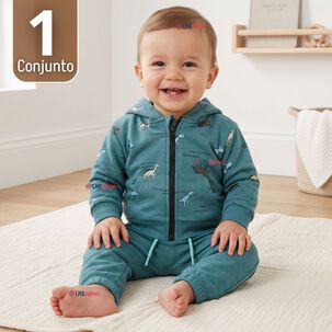 Buzo Poler&oacute;n Con Capucha 2 Piezas Beb&eacute; Ni&ntilde;o Green Dinosaur