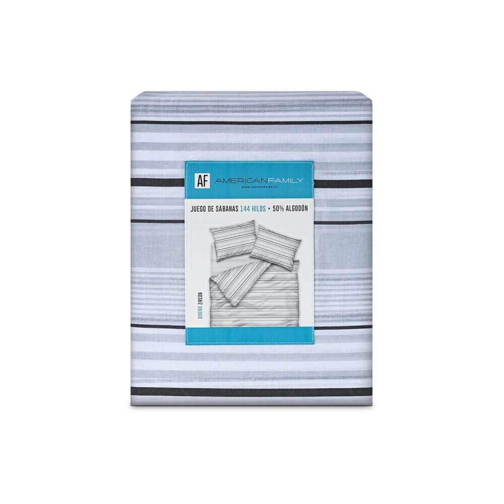 Juego De S&aacute;banas American Family Zircon Gris / 2 Plazas / 144 Hilos image number 3.0