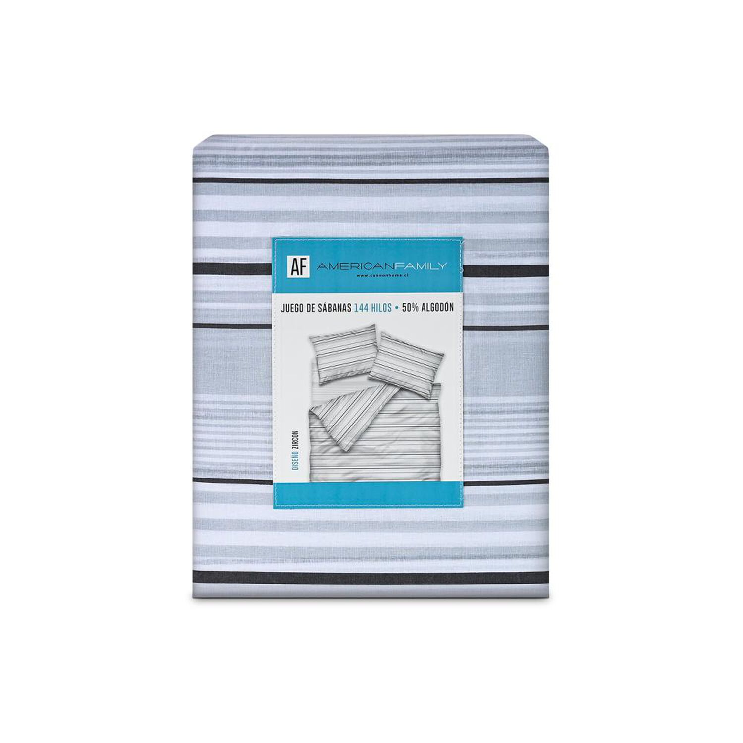 Juego De S&aacute;banas American Family Zircon Gris / 2 Plazas / 144 Hilos image number 3.0