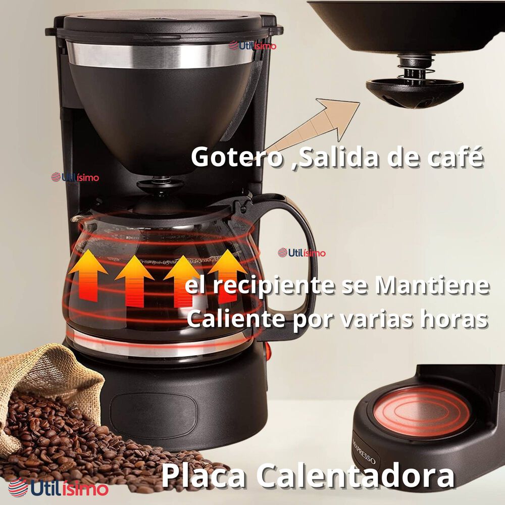 Cafetera Eléctrica 6 Tazas 600w De Potencia Con Filtro Reutilizable image number 7.0