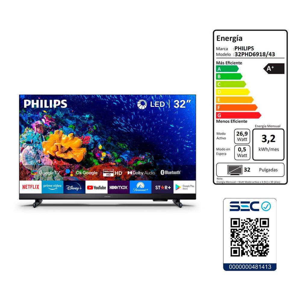 Led 32" Philips 32PHD6918 / HD / Smart TV image number 7.0