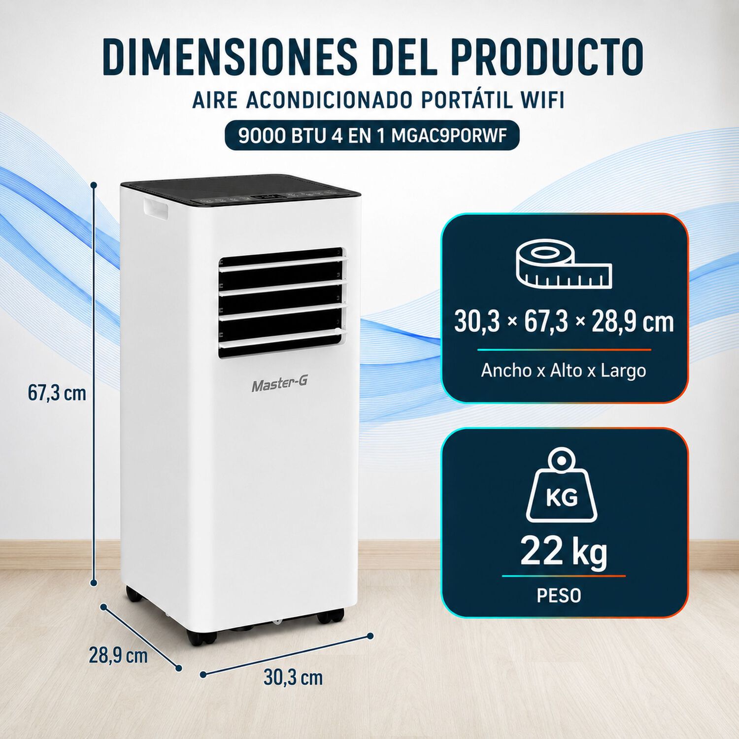 Aire Acondicionado Port&aacute;til Wifi 9000 Btu 4 En 1 Mgac9porwf image number 5.0
