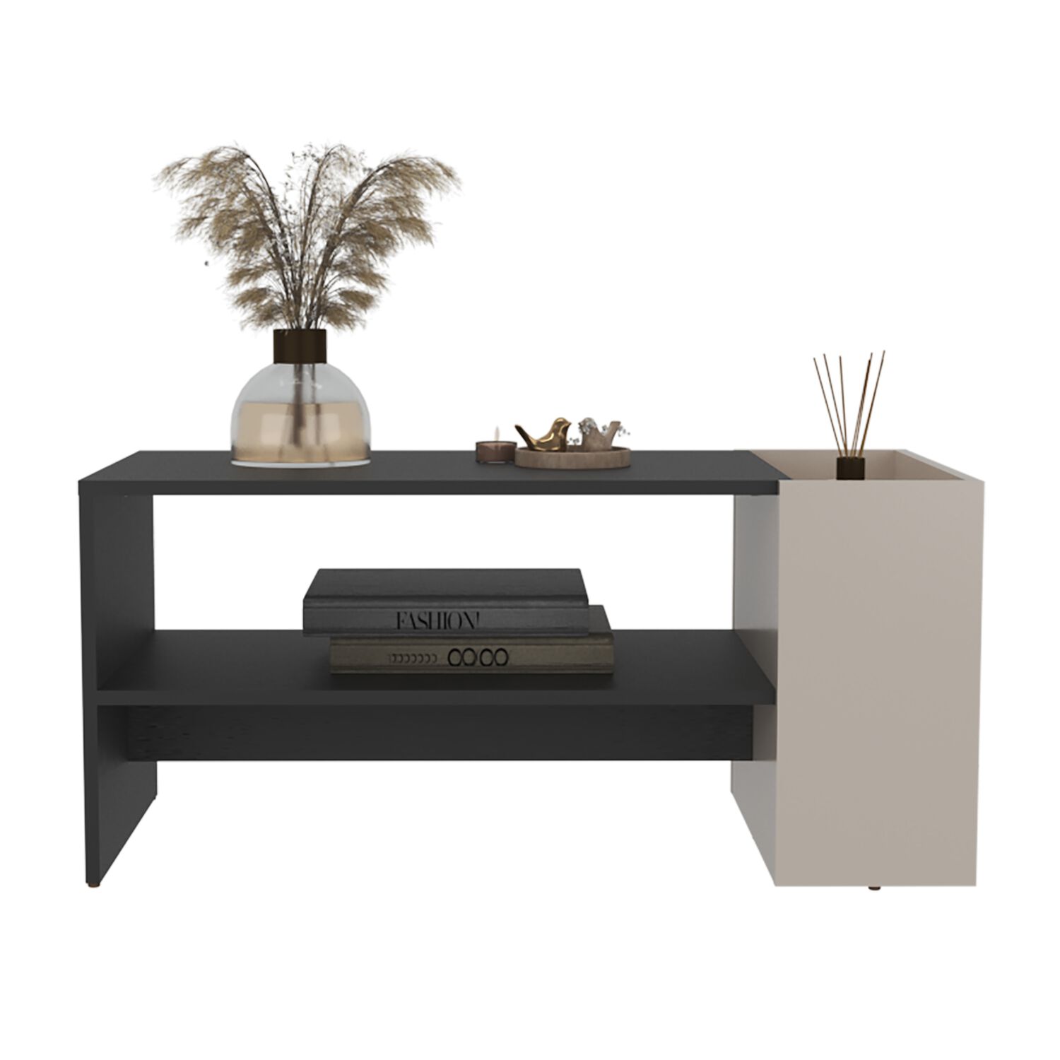 Mesa Centro 42x91x45 Cm Beige Y Negro image number 2.0