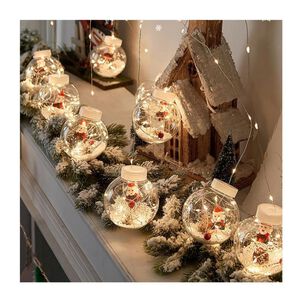 Guirnalda Led Esferas Transparentes De Navidad Santa