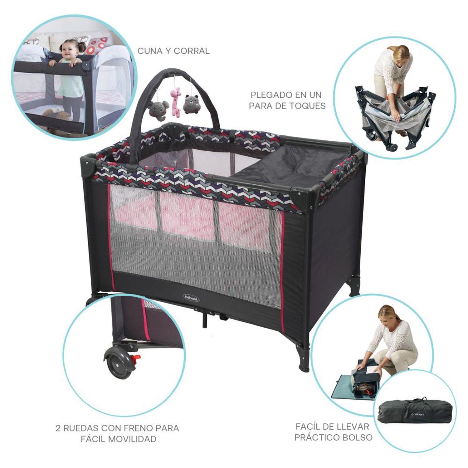 Cuna PyPlay Bebesit Sleepii Rosa image number 3.0
