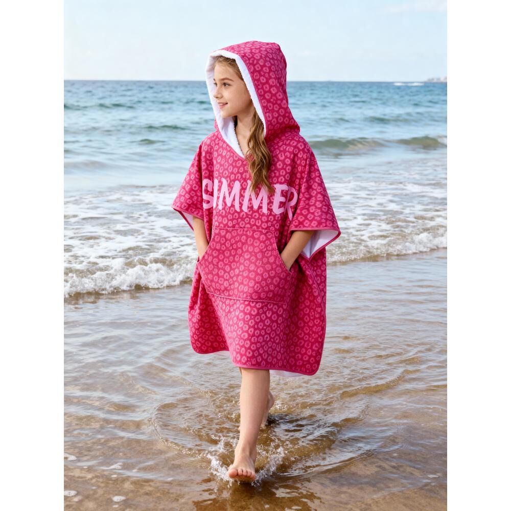 Toalla Playa Capucha Casaideal Kids Pink / 75 X 150 Cm image number 0.0