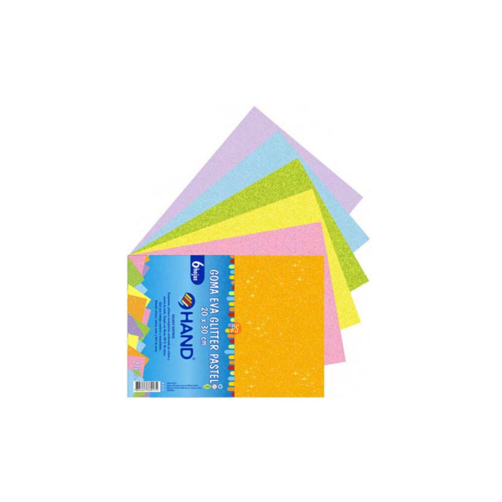 Pack 60 Hojas Goma Eva Glitter Pastel 20x30cms Colores - Ps image number 1.0