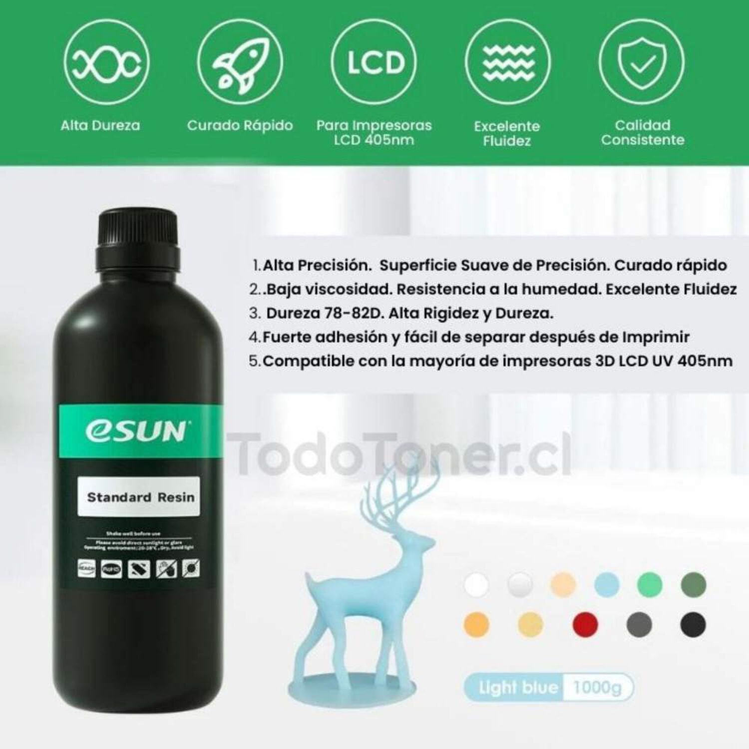 Resina Blanca Para Impresoras 3d 500g Esun image number 4.0