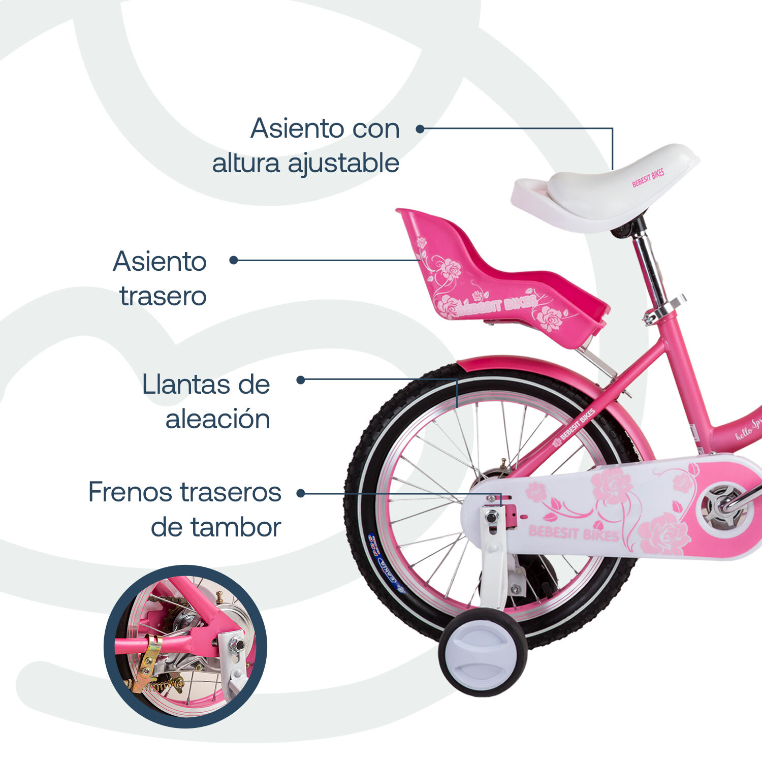 Bicicleta Infantil Queen Aro 16 Rosada Bebesit image number 4.0