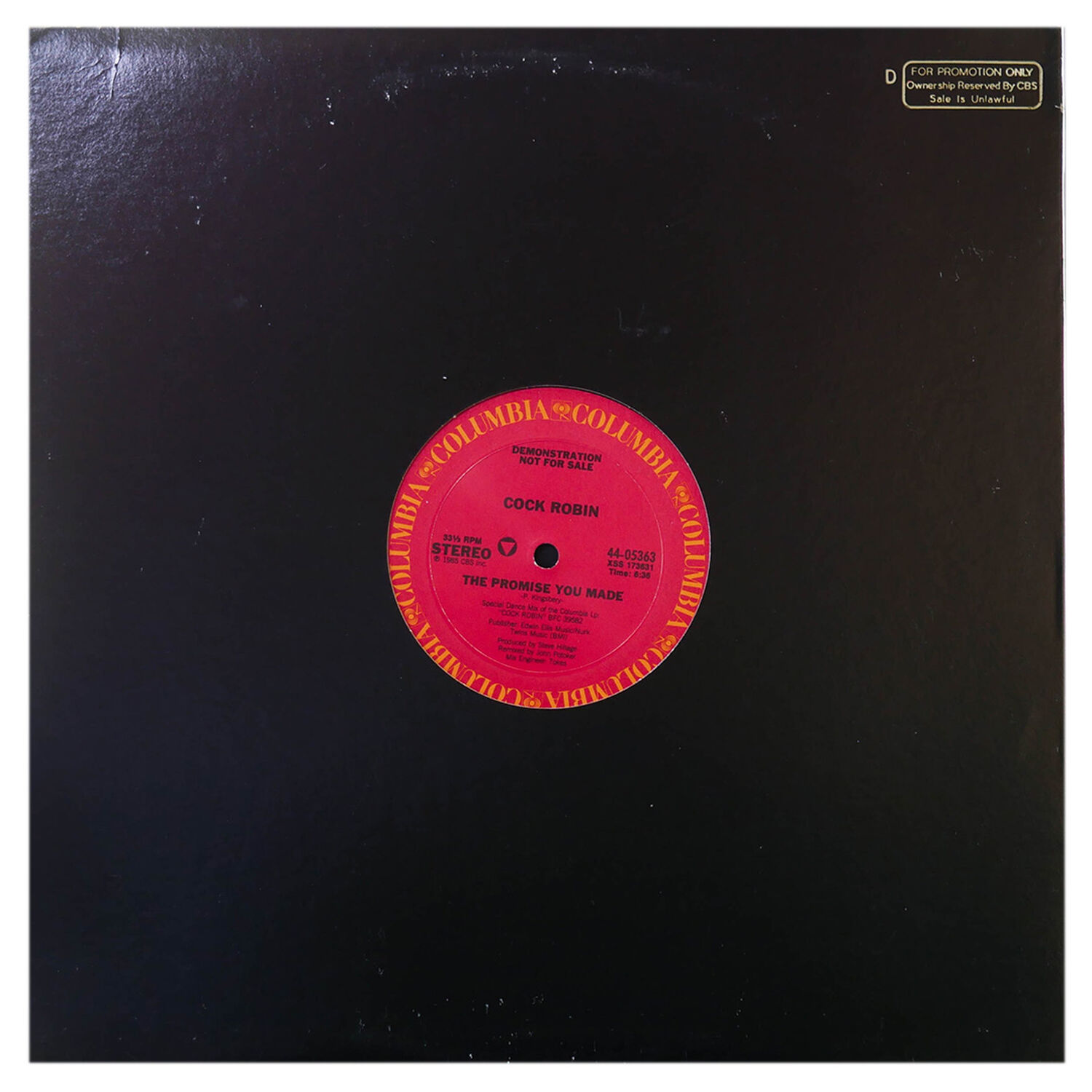 Cock Robin - The Promise You Made (promo) | 12" Maxi Single Usado image number 0.0
