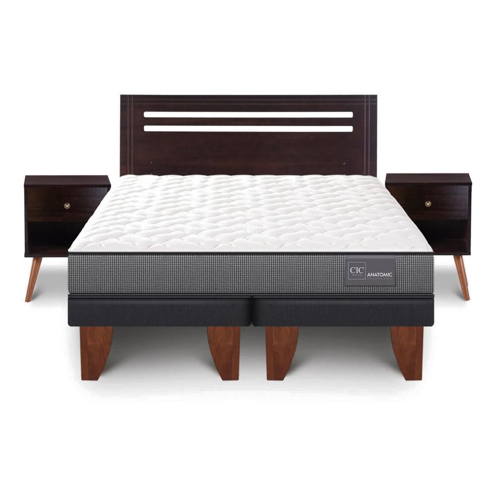 Cama Europea Cic Anatomic / 2 Plazas / Base Dividida + Set De Maderas image number 0.0