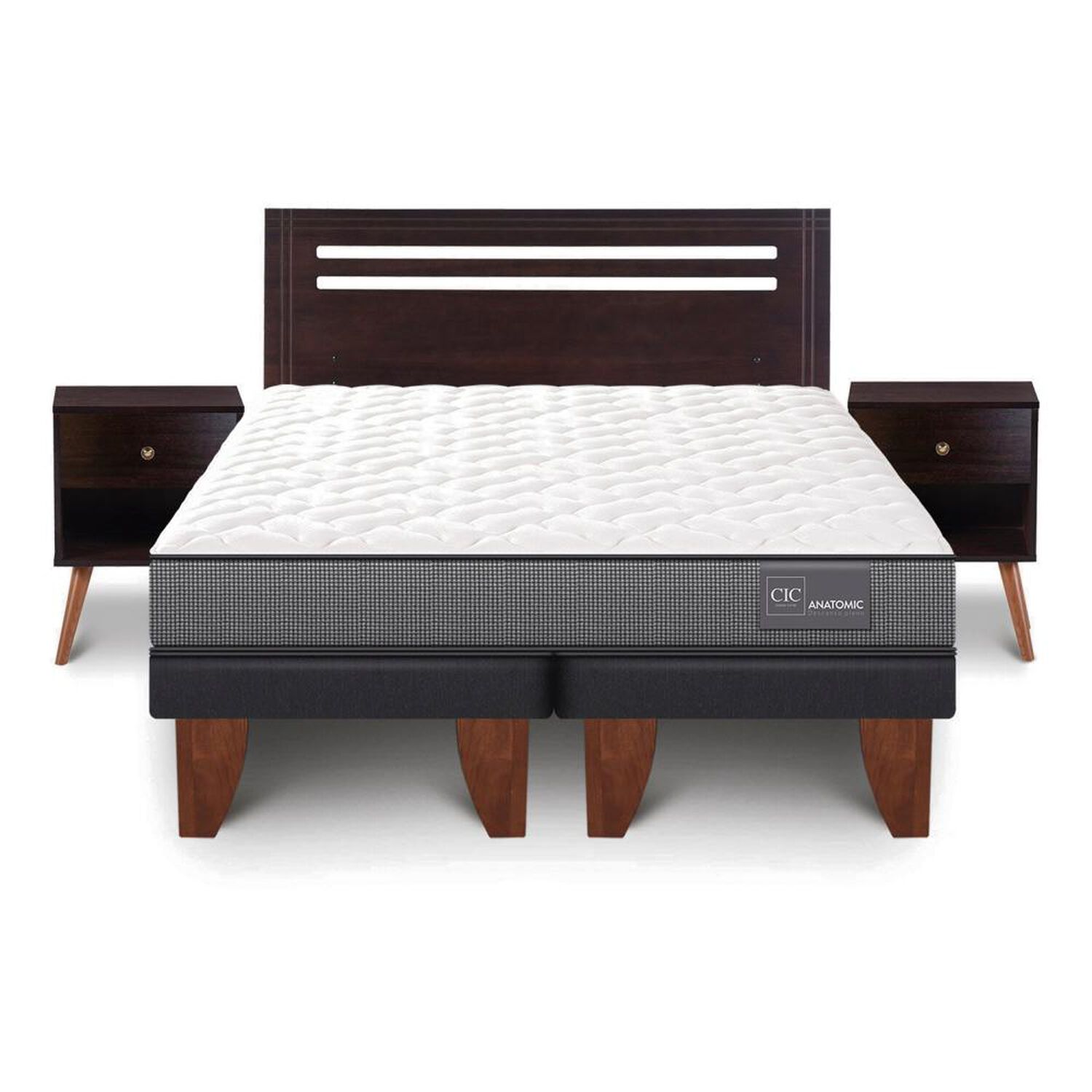 Cama Europea Cic Anatomic / 2 Plazas / Base Dividida + Set De Maderas image number 0.0