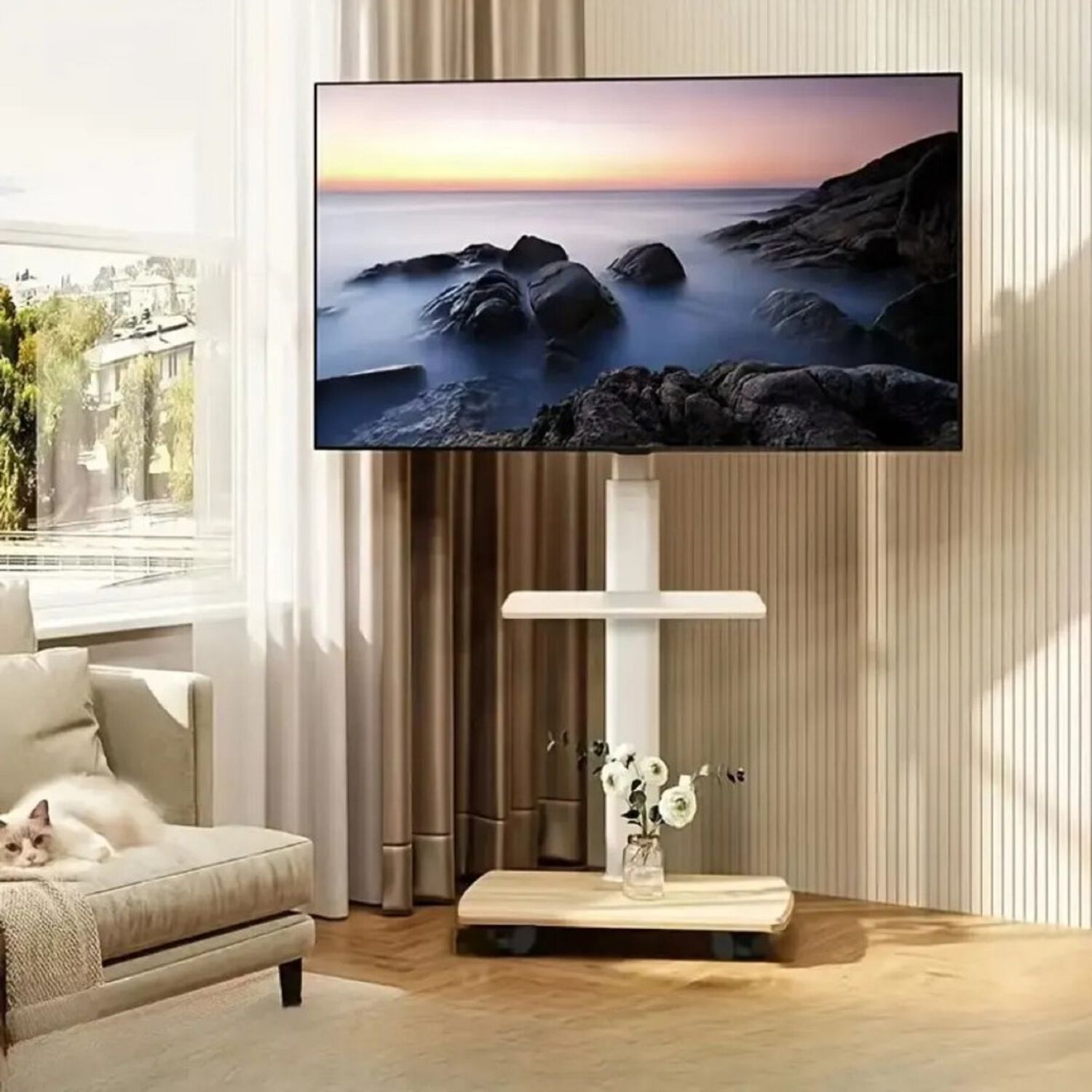 Soporte Base Tv Con Ruedas Tipo Pedestal Rack 32" A 70" image number 3.0