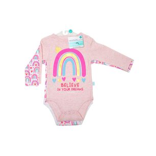 Set 2 Body Manga Larga Rosa Arcoiris Ni&ntilde;a 0-3 Meses