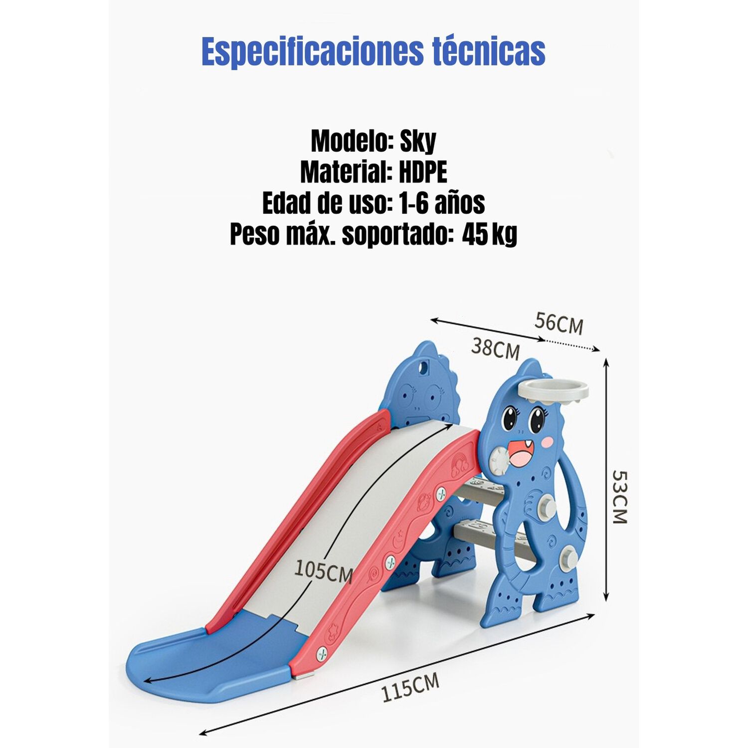 Resbal&iacute;n Infantil Lubabycas Plegable 1-6 A&ntilde;os Azul Rojo image number 7.0