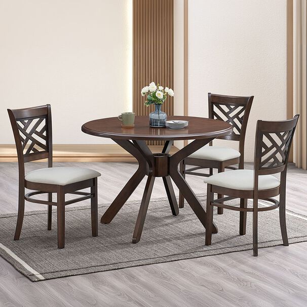 Juego De Comedor Estelle Chocolate 106 Cm 4 Sillas Marfil