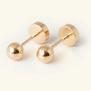 Aros Bolita Abridores 6.5 Mm No7 Oro 14k Nacional Primeros Aros