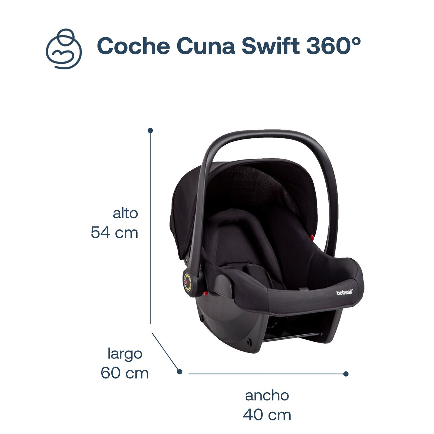Coche Cuna Travel System Swift 360 Negro image number 6.0