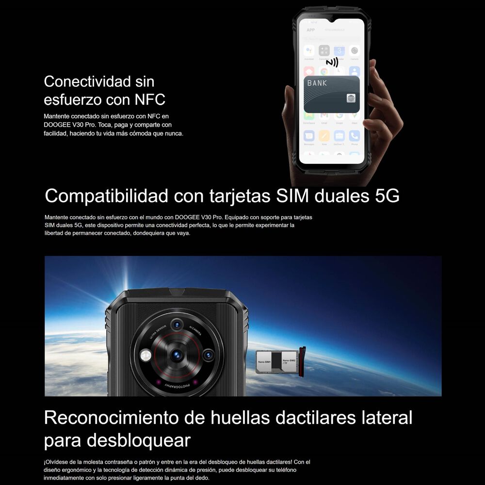Doogee V30 Pro Resistente A Golpes, Polvo, Humedad Y Agua / Bater&iacute;a Potente, C&aacute;mara Visi&oacute;n Nocturna, Potente Parlante image number 8.0