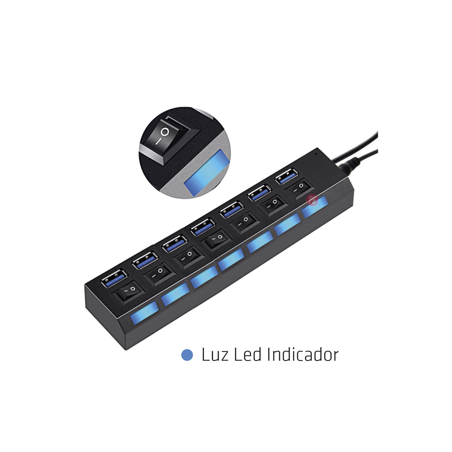 Hub 3.0 Usb 7 Puertos Con Interruptores Independientes - Ps image number 1.0