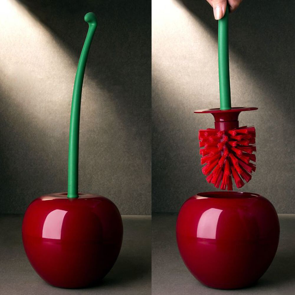 Escobilla Para Baño Rojo Cereza Elegante Cerdas Suaves image number 1.0