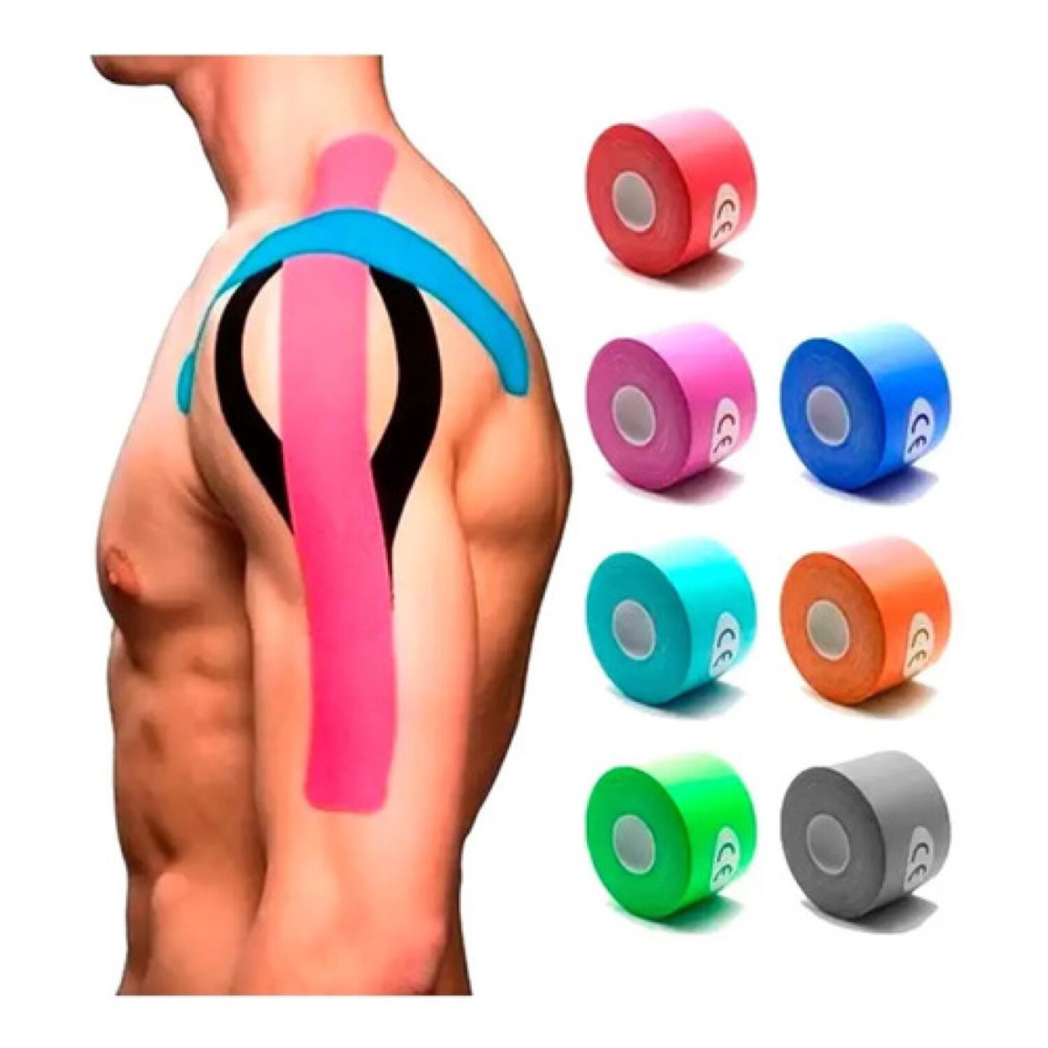 Venda Kinesiologica De 5 Cm X 5 Mts Cinta Tape Neuromuscular Fucsia image number 3.0