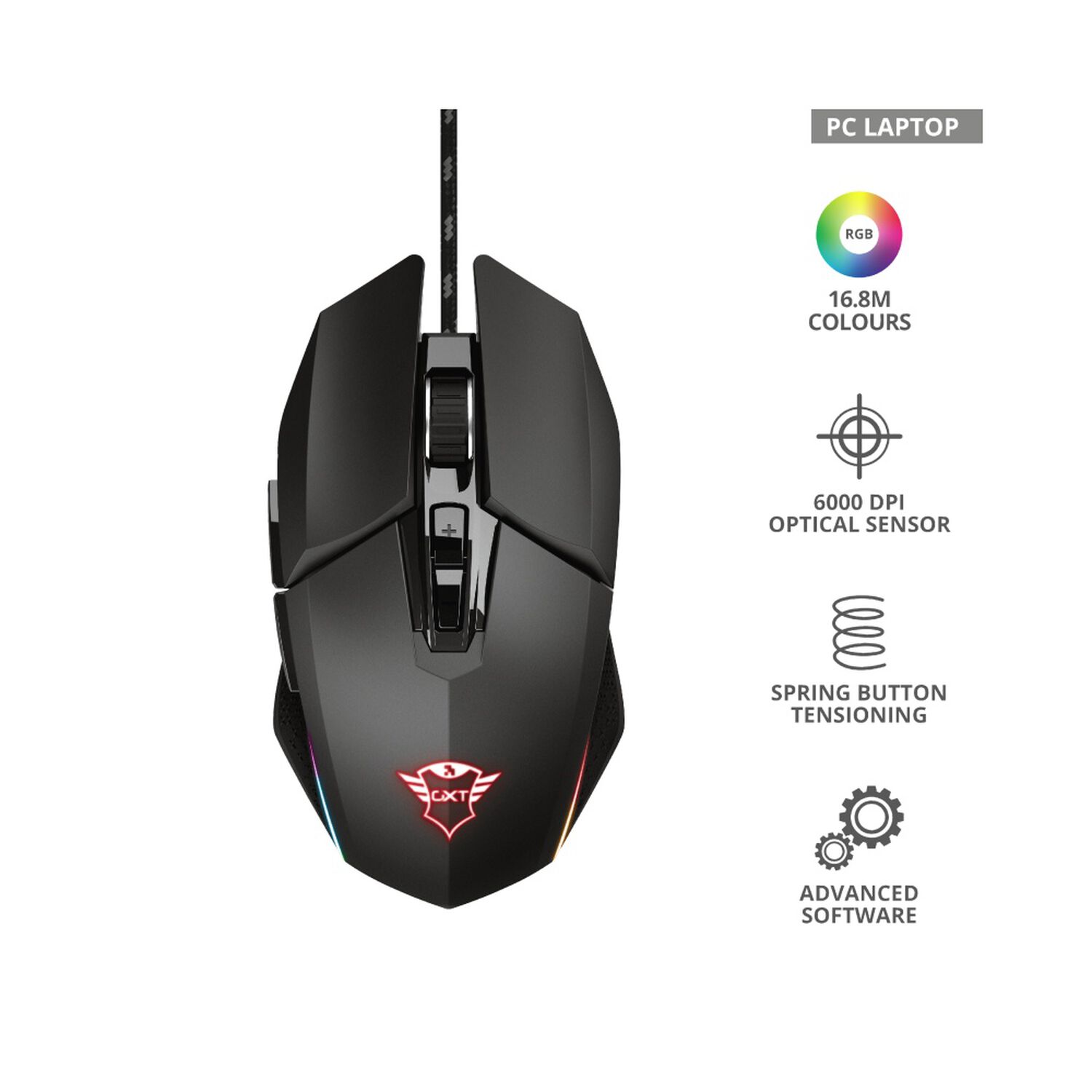 Mouse Gamer Ambidiestro Trust Idon Gxt 950 Full Rgb 6000 Dpi image number 4.0