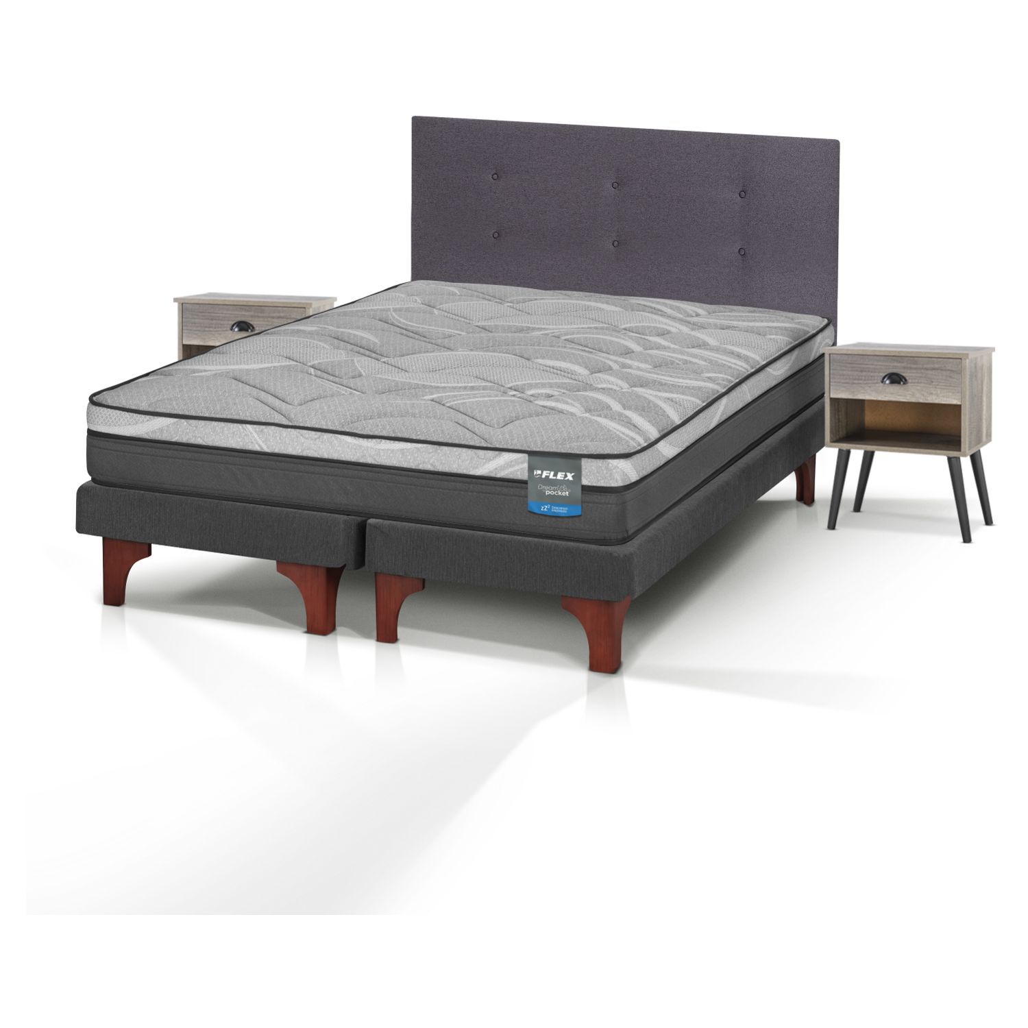 Cama Europea Flex Dream Pocket / 2 Plazas + Set De Maderas image number 2.0