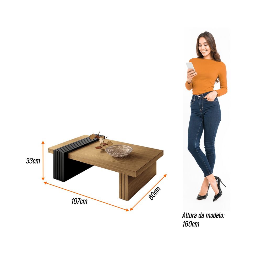 Mesa De Centro Praga Freijo-pretto 107x60x33 Cm image number 6.0