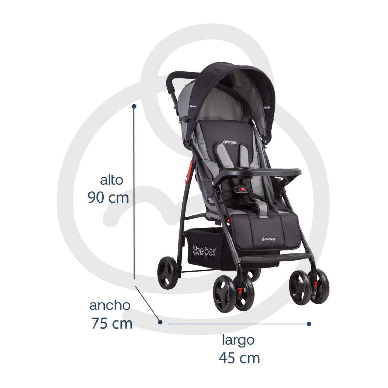 Coche Travel System Bebesit Summer Gris image number 4.0